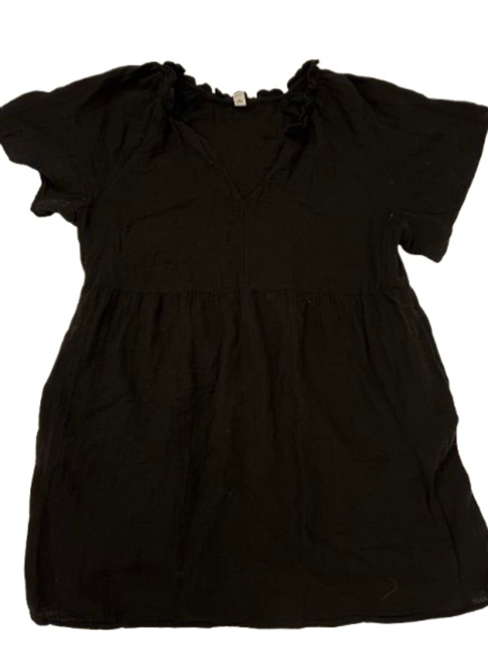 Old Navy Black Midi Dress with Ruffled Neckline